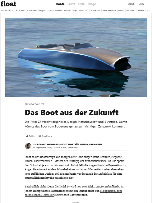 Float Magazin Das Boot aus der Zukunft